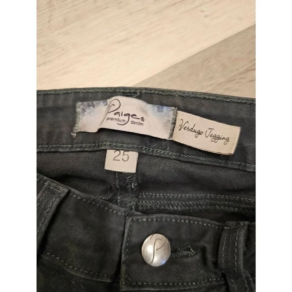 Paige Verdugo Jenning Dark Green Jean Pant size 25 - Picture 5 of 6